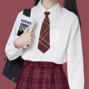 교복 체크 자동 코스프레의상 넥타이(와인) (3fH6d)