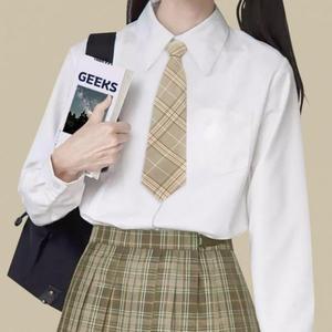 교복 코스프레의상 체크 자동 넥타이(베이지) (3fH6q)