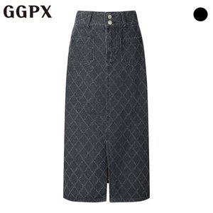 [GGPX] 다이아 부클 데님 롱 스커트 (GP2SK012F)