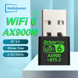 900Mbps 와이파이 원격 제어 6 Bluetooth 5.3 어댑터 무선 네트워크 카드 2in1 2.4G 5GHz Wi-Fi 안테나 USB