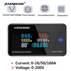 호환 KWS-DC200 디지털 전압계 DC 0-200V 전압 7 가지 기능 전력 에너지 미터 LED 컬러 디스플레이 전력계