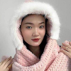 [셀러허브 패션][JHQS89ZJ_4B]후드 핑크 머플러 후드머플러 후드숄머플러