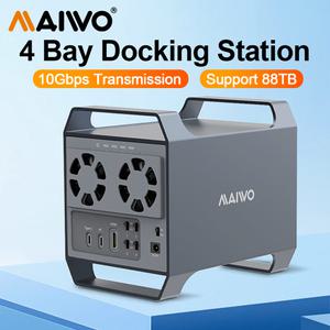 MAIWO 하드 드라이브 도킹 스테이션 4 베이 SATA-USB C HDD 3.5 인치 SSD 외장 SATA 박스 HDMI UASP