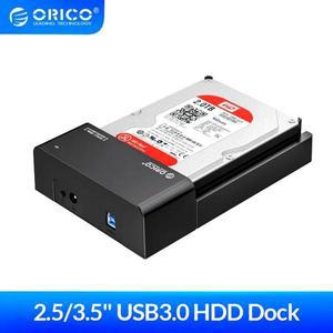 ORICO 외장 하드 드라이브 도킹 스테이션 2.5 3.5 인치 HDD SSD 레이 플랫 SATA-USB 3.0 브라켓 UASP 18TB