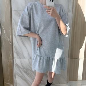 [다잇템] 여자 반소매 박스 SS 기본컬러 프릴 미니원피스