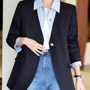 [드레스허그]엘든 V넥 원버튼 심플 자켓 2color