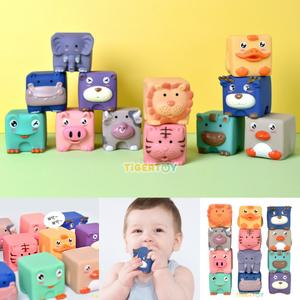 소프트 동물블럭 파스텔컬러 사각 네모 큐브 블록 쌓기놀이 말랑말랑 애니멀 유아 (12p)