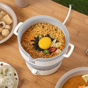 여행 휴대용 멀티 실리콘 접이식 전기포트 1L - 찜기 라면 계란 캠핑 보관 파우치