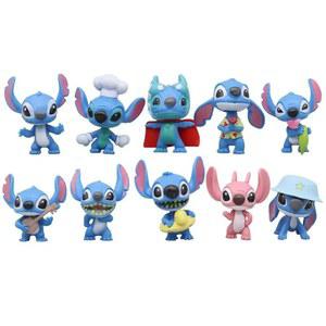 10pcs 애니메이션 피규어 스티치 인형 만화 장난감 장식품 마이크로 풍경 케이크 장식 모델 Pvc 그림 아이 생일 선물