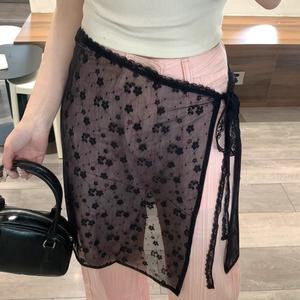 힙커버 꽃잎 시스루 레이어드 플라워 랩 스커트 2 Color