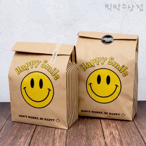 스마일 종이봉투 중 크라프트 스티커포함 포장봉투 재료 선물포장 답례품 유치원 어린이집 생일선물 팬시