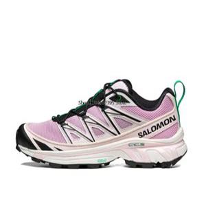 SALOMON 남녀공용 XT 6 샌디 리앙 x 스포츠 컴포트 원단 내마모성 러닝화 화이트 핑크 퍼플