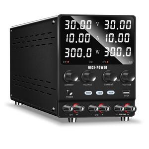 전원공급장치 4 in 1 듀얼 채널 전원 공급 장치 30V 10A 조정 가능한 벤치 스위치 소스 SERPAR 전화 수리용