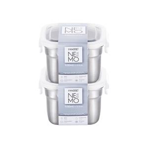 [스텐락] 본사 국내제조 네모 밀폐용기 5호(530ml) 2p세트