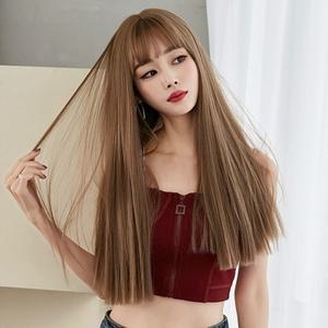 긴머리 통가발(밀크브라운) 스트레이트 생머리가발