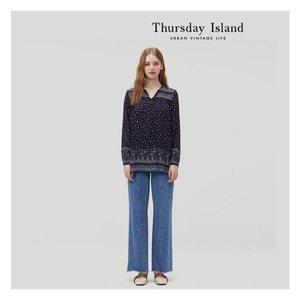 [써스데이아일랜드][Thursday Island] 일자핏 자수 데님 팬츠(T234MJE232W)