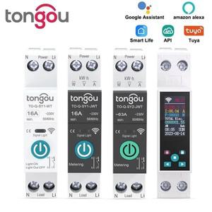 투야 스마트봇TUYA 와이파이 스마트 회로 차단기 홈 무선 리모컨 스위치용 1P 50A 63A DIN 레일 앱 TONGOU