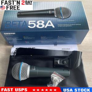 Shure Beta 58A 슈퍼Cardioid 다이나믹 보컬 마이크 US SHIP 마이크로폰 케이블 스탠드 연결 이어폰 BETA58