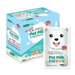 닥터케이 무항생제 프리미엄 펫밀크 150ml 10개 전연령 강아지 고양이 애견 우유 분유