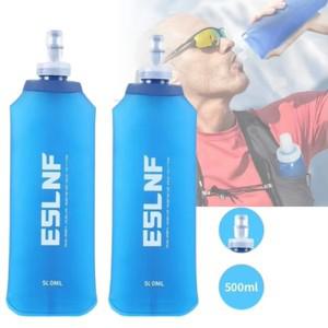 500ml 소프트 플라스크 접이식 물병 TPU BPA 무료 야외 스포츠 휴대용 워터 가방 러닝 캠핑