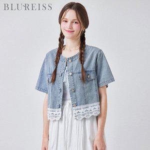 [블루레이스]레이스 배색 라운드넥 데님 자켓_BI5M1JK1111