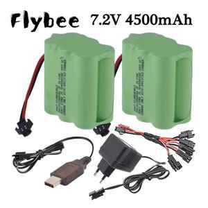 호환 Rc  자동차 탱크 트럭용 NiMH 배터리 및 충전기, 로봇 총 보트 AA 7.2v 팩, 업그레이드 4500mah