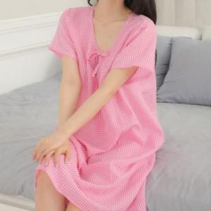 지지미 원피스형 여성 여름 파자마 홈웨어 나시·반팔 빅사이즈 임산부용