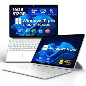 EYY 2 in 1 노트북/태블릿 컴퓨터 인텔 N100( 100ml0GHz) 16GB LPDDR5 512GB SSD 윈도우 11 노트북 14인치