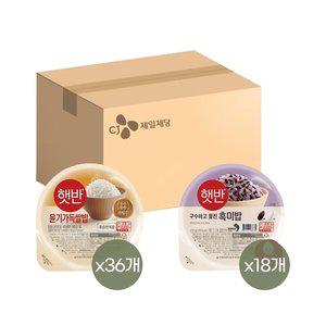햇반 윤기가득 쌀밥 210g x36개+흑미밥 210g x18개