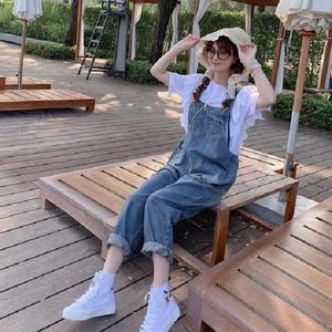 봄 여름 빅 사이즈 키작녀 점프슈트 데님 루즈핏 멜빵 바지 TT189