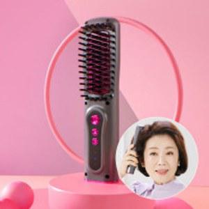 빈츠 무선 고데기 실 미니 매직기 빗고데기 브러쉬 고대기 웨이브 프랑스 회홍색의