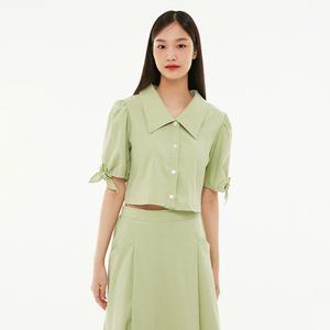 (SET-상의)소매 리본장식 트랍 셔츠 블라우스 AP2WB5