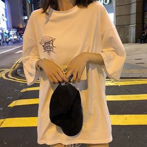 여성용 프린팅 티셔츠 오버핏 캐주얼 커플티