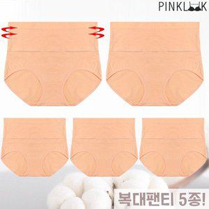 [핑크룩]빅사이즈 순면 뱃살보정 똥배 복대여성팬티5P 피치_P304437492