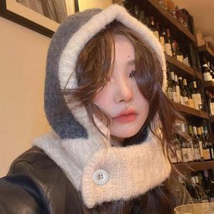 [JHP02RQ6_51IE]차콜 베이지 여자귀달이모자 투톤 방한모자