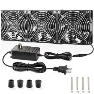 AC 플러그 가변 속도 제어 110V - 240v가 포함된 암런제 3 x 120mm 360mm 컴퓨터 팬, 배기 및 흡입구가 볼 베어링 윈도우 RV 냉장고 PC 케이스 서버 랙 성장 텐트