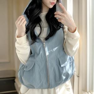 [다잇템] 여자 드로우코드 주머니 박시 SS 후디집업 조끼