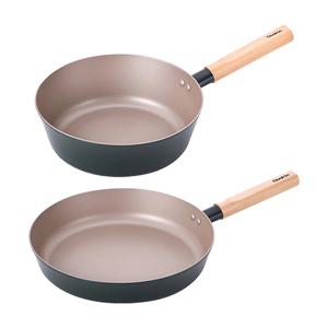 [세트] 키친플라워 쿠킨 IH 인덕션겸용 라임우드 혼합 2종세트 (후라이팬 24cm + 궁중팬 24cm)