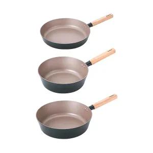 [세트] 키친플라워 쿠킨 IH 인덕션겸용  라임우드 혼합 3종세트 (후라이팬 24cm + 궁중팬 24cm + 궁중팬 28cm)