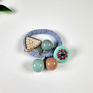 큐빅 진주 머리끈 방울 헤어끈 4개 1세트