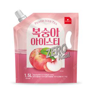 웰그린 스위츠 복숭아 아이스티 제로 1.5L 대용량 액상 파우치