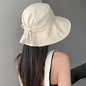 뒷리본 여성 버킷햇 벙거지모자 썬캡 등산 캠핑 낚시 골프모자