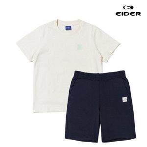 [롯데백화점]아이더 키즈 반팔 티 반 바지 세트 II JUM23M82