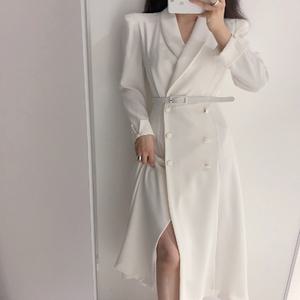 [모찌아울렛] 셀프 웨딩 하객룩 벨티드 정장 원피스