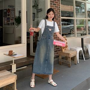 [제작] 스테즈 데님 카고 멜빵 롱 원피스 75551 빅사이즈 여성의류