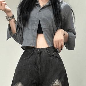 여성 찢어진 숏팬츠 핫팬츠 데님 면 반바지 [4color 여자 여름 하이웨스트 흑청 연청 블랙 화이트 팬츠]