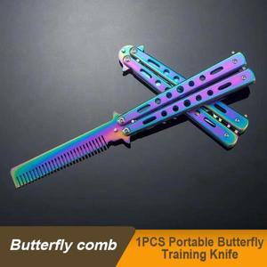 휴대용 나비 훈련 나이프, 접이식 CSGO 발리송 트레이너, 포켓 플레일 언컷 블레이드, 빗, 훈련용, 1 개