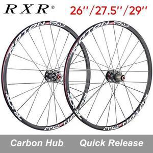 RXR 자전거 카본 허브 휠셋, 26/27.5/29 인치 Mtb 휠 림, 100mm, 135mm 퀵릴리즈 세트, 산악 사이클링 부품