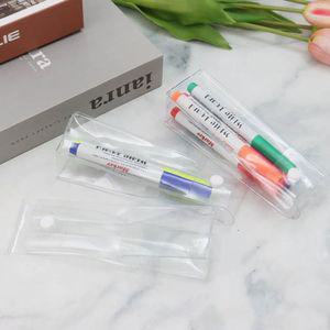 PVC 투명 똑딱이 직사각 필통 50개  PG-772