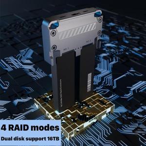 외장 모바일 하드 드라이브 케이스 M2 NVME SSD 인클로저 듀얼 베이 RAID Nvme 2230 2242 C타입 USB 32 Gen